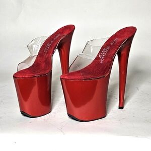 Hot Shoes 8 inch Red Platform Heels. Size 8